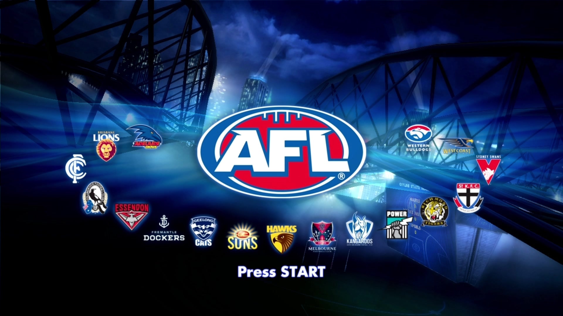 AFL Live title screen for Xbox 360